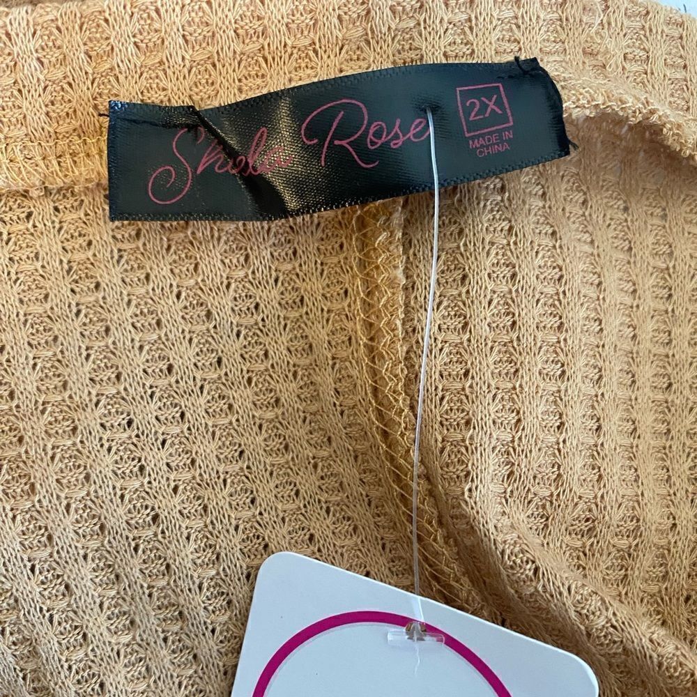 Sheila Rose Tan Waffle Knit 3/4 sleeves V-neck tunic, size 2X - Picture 3 of 4